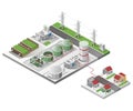 Biogas energy system industry in isometric illustration Royalty Free Stock Photo