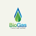 Biogas logo. Oil and gas logo. Biogas logo energy with Fire and leaf elements