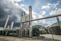 Biogas plant with dramatic sky Royalty Free Stock Photo