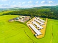 Biogas plant and farm. Royalty Free Stock Photo