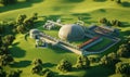 Biogas Plant Overview with Digesters, Gas Storage, and Processing Facilities in Green Landscape Royalty Free Stock Photo