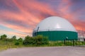 biogas production, biogas plant, bio power.with sunset Royalty Free Stock Photo