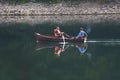 Biogradska Gora national park, Montenegro - 09/21/2018 - People riding in a boats on a lake, relaxing. Fun, sport, lifestile