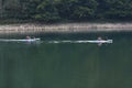 Biogradska Gora national park, Montenegro - 09/21/2018 - People riding in a boats on a lake, relaxing. Fun, sport, lifestile