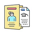 biography check and verification of candidates color icon vector illustration