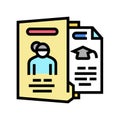 biography check and verification of candidates color icon vector illustration