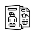 biography check and verification of candidates line icon vector illustration