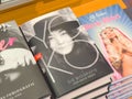 Biography of yoko ono book displayed in a store with various autobiographies Royalty Free Stock Photo