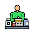 biohacker desk supplements color icon vector illustration Royalty Free Stock Photo