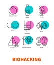 Biohacking, icon set