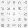 Biohacking vector icons set in thin line style