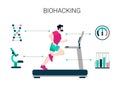 Biohacking vector illustration. Flat tiny self improvement persons concept. Biological health engineering using hacker ethic and