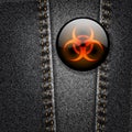 Biohazard badge on black denim vector