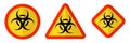 Biohazard or biological threat alert icon. Warning sign of virus. Danger Coronavirus Bio hazard symbol. Vector Royalty Free Stock Photo