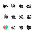 Biohazard black glyph icons set on white space
