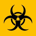 Biohazard caution sign. Symbol of hazard caused by biological microorganism, virus or toxin. Simple flat black vector