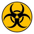 Biohazard caution sign. Symbol of hazard caused by biological microorganism, virus or toxin. Simple flat black vector