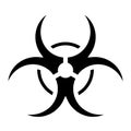 Biohazard caution sign. Symbol of hazard caused by biological microorganism, virus or toxin. Simple flat vector