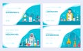 Biohazard chemists vector brochure cards set. Chemistry lab template of flyear, web banner, ui header, enter site