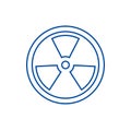 Biohazard,dangerous radiation line icon concept. Biohazard,dangerous radiation flat vector symbol, sign, outline