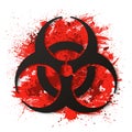 Biohazard dangerous sign on bloody background. Vector illustration