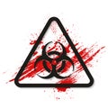 Biohazard dangerous sign on bloody background. Vector illustration
