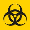 Biohazard dangerous sign isolated on yellow background. Vector illustration