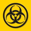 Biohazard dangerous sign isolated on yellow background. Vector illustration Royalty Free Stock Photo