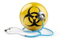 Biohazard flag with stethoscope, 3D rendering