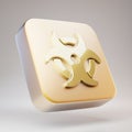 Biohazard icon. Golden Biohazard symbol on matte gold plate