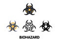 Biohazard icon 4 style included outline , flat, color line and solid icon on withe background, warning virus symbol Royalty Free Stock Photo