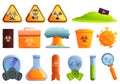 Biohazard icons set, cartoon style