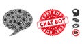 Biohazard Mosaic Balloon Icon with Textured Round Chat Bot Seal