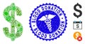 Biohazard Mosaic Dollar Icon with Serpents Grunge Blood Donation Seal