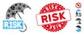 Biohazard Mosaic Risk Umbrella Icon with Textured Round Risk Seal