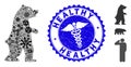 Biohazard Mosaic Standing Bear Icon with Medicine Distress Healthy Stamp