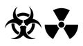 Biohazard and nuclear radiation icons. Toxic danger hazardous symbols. Vector signs illustration