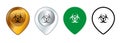 Biohazard pandemic epidemic dangerous sign place mark map location warning address high risk zone design set collection