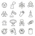 Biohazard or Radioactive Icons Thin Line Vector Illustration Set