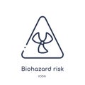 biohazard risk triangular icon from signs outline collection. Thin line biohazard risk triangular icon isolated on white