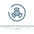 Biohazard risk triangular signal icon. Linear vector illustration from signals set collection. Outline biohazard risk triangular