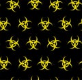 Biohazard, seamless pattern, black, flat