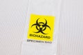 Biohazard specimen bag biological hazard warning sign