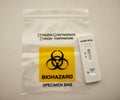 Biohazard Specimen Bag isolated on white background