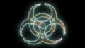 Biohazard symbol. Animation on a black background.