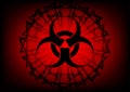 Biohazard symbol and barbed wire on red background Royalty Free Stock Photo