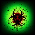 Biohazard symbol with blood splash. illustration