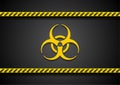 Biohazard symbol and danger tapes abstract background