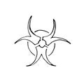 Biohazard symbol Hand Drawn icon. Vector illustration isolated on white background Royalty Free Stock Photo