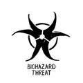 Biohazard symbol Hand Drawn icon. Vector illustration isolated on white background Royalty Free Stock Photo